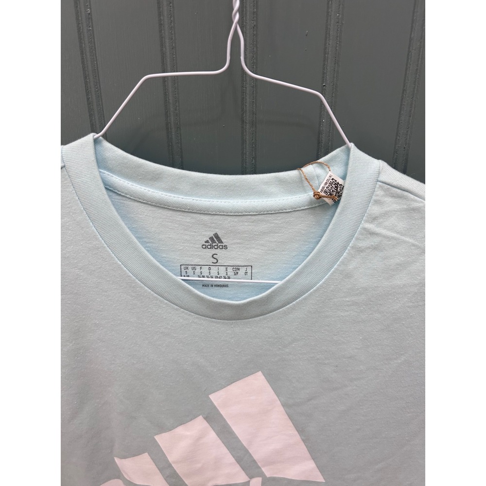 Adidas Womens Essentials Logo T-Shirt Dress Light Blue White HL2151 Small NWT - Picture 2 of 4